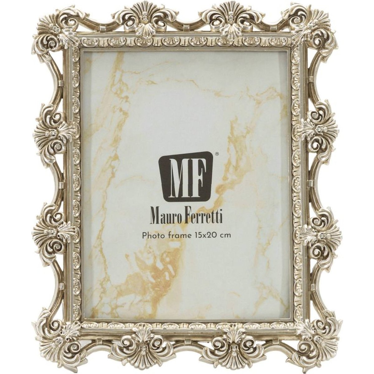 Cadre photo baroque ornements sous verre GLAM argenté, RECOLLECTION