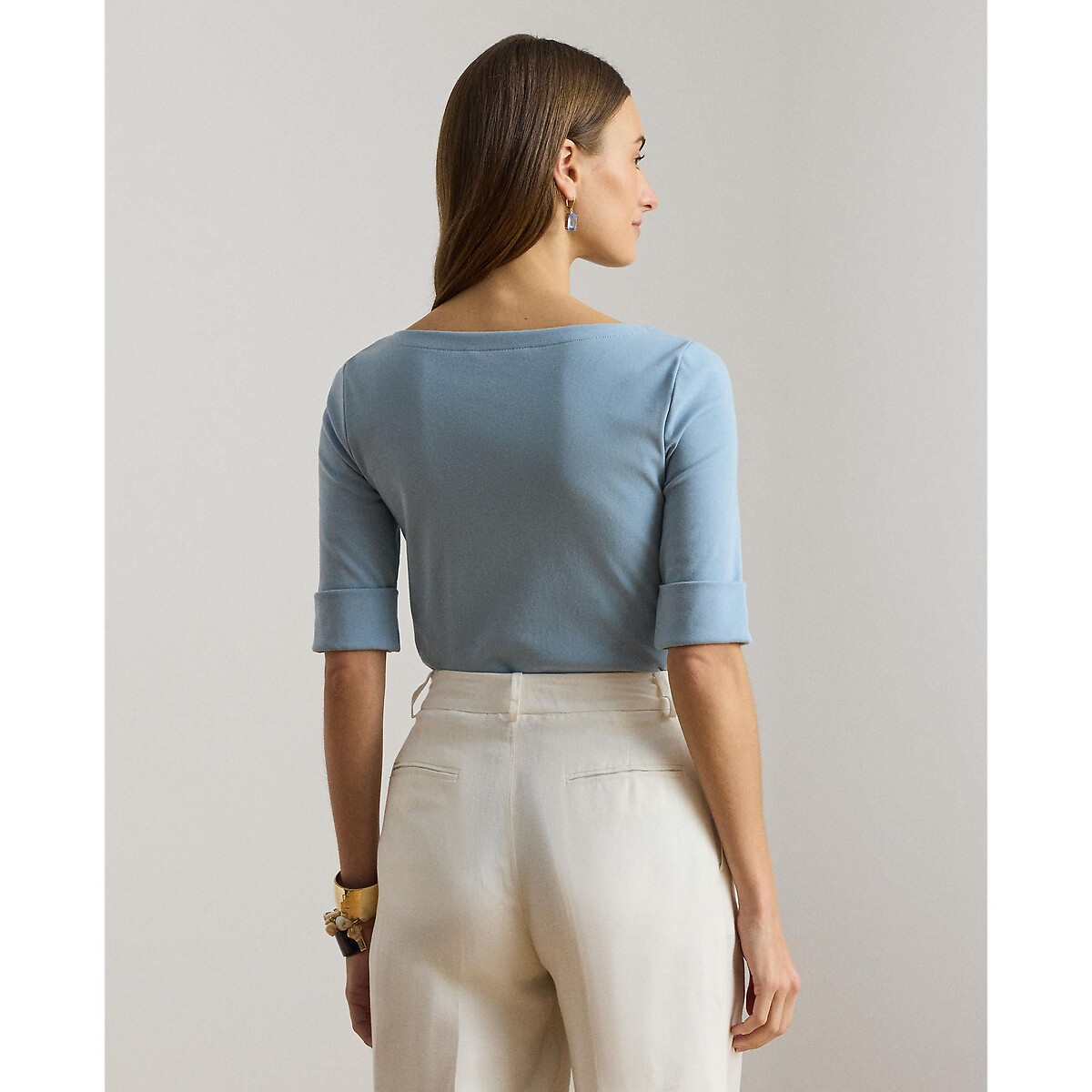 T-shirt manches courtes col bateau, JUDY bleu ciel, LAUREN RALPH LAUREN