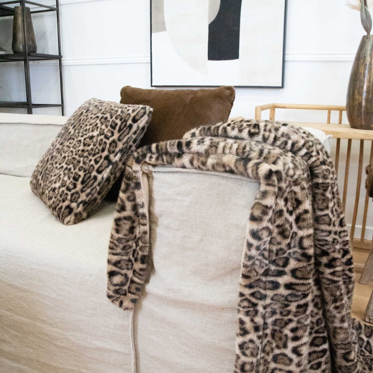 Plaid motif léopard marron, SUD ETOFFE