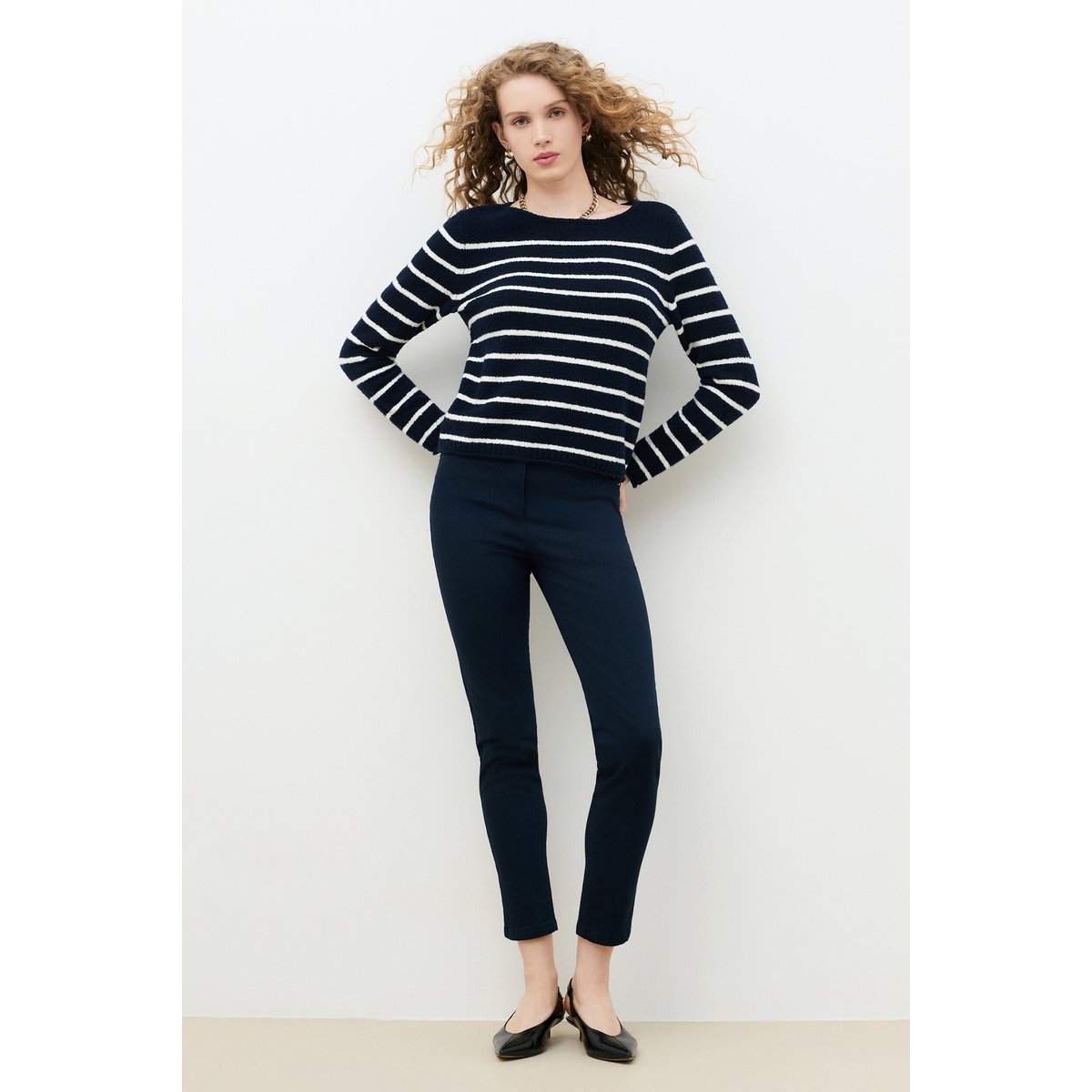 Pull droit col bateau MPIERRICK bleu marine, CAROLL