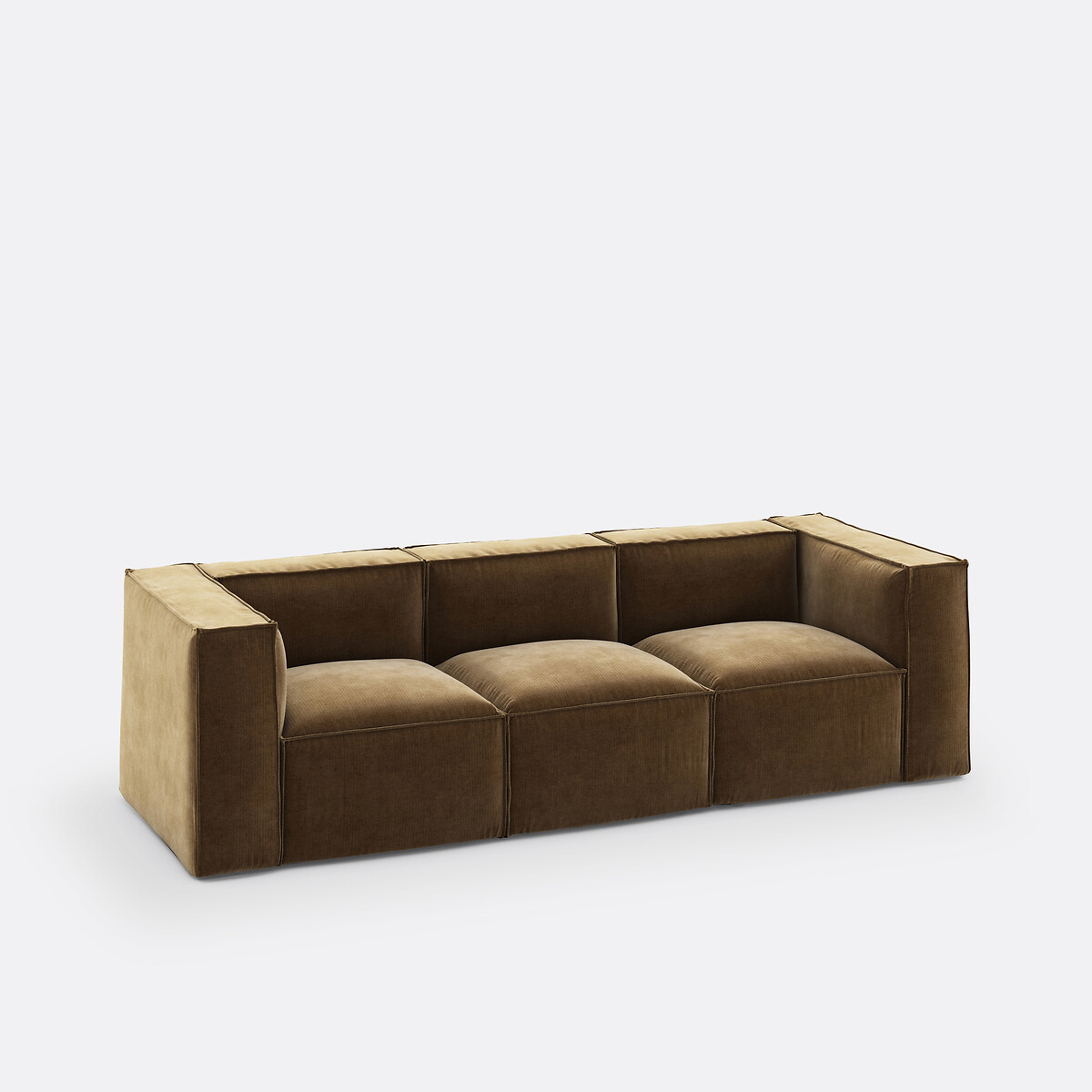 Sofá modular, 3 plazas, pana vintage, SEVEN bronce , LA REDOUTE INTERIEURS