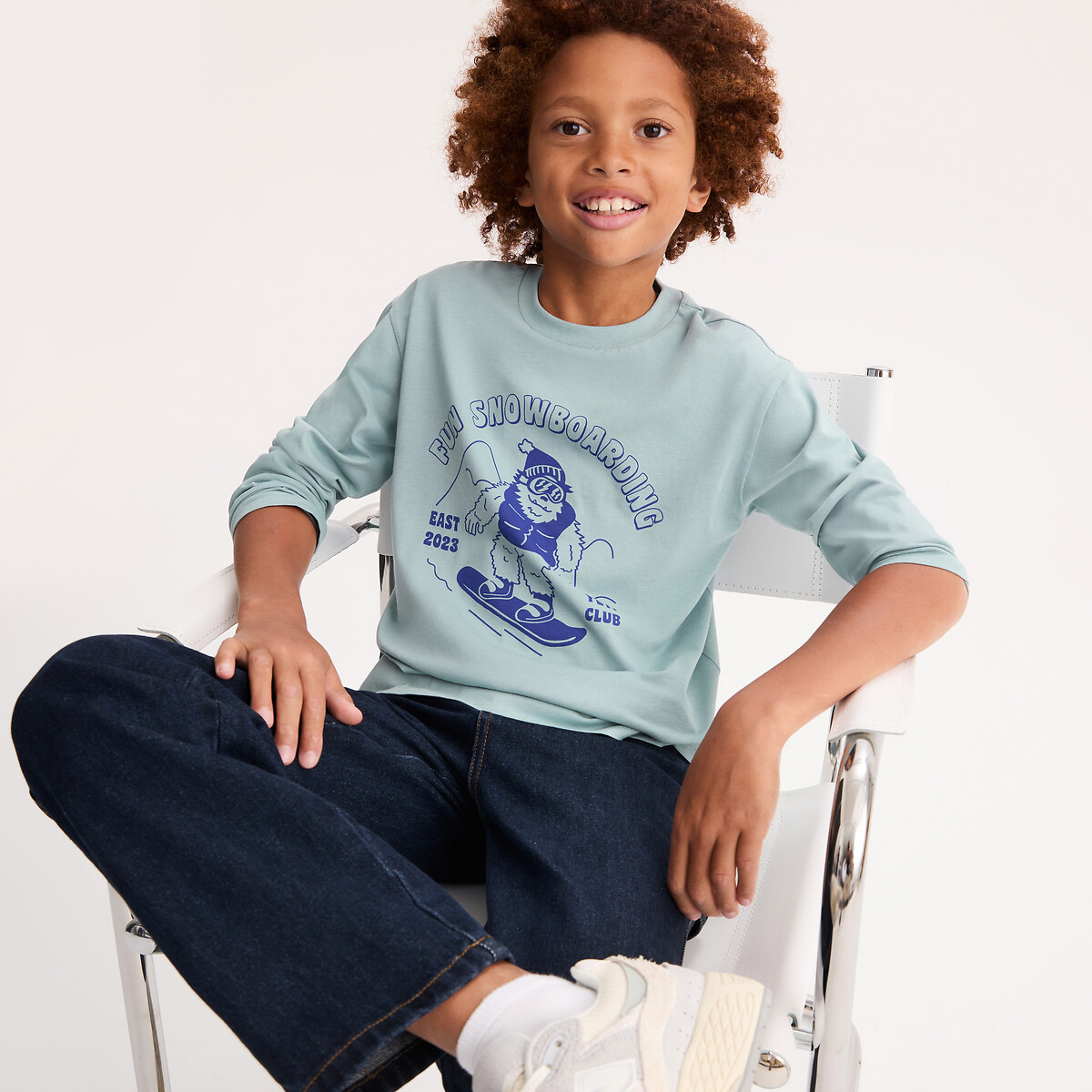 Yeti Print Long Sleeve T-Shirt blue, LA REDOUTE COLLECTIONS