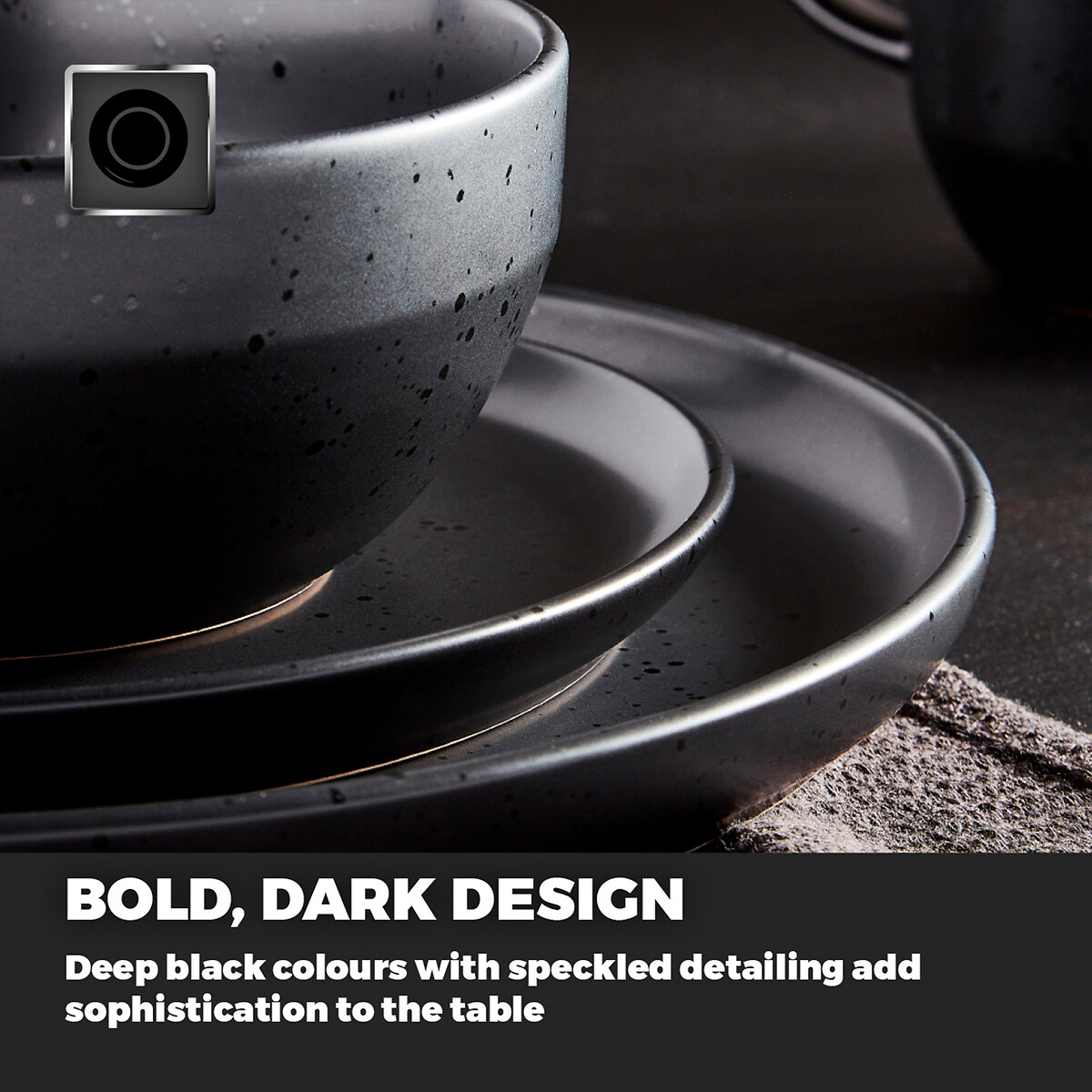 16-Piece Luna Dinner Set black, BARBARY & OAK