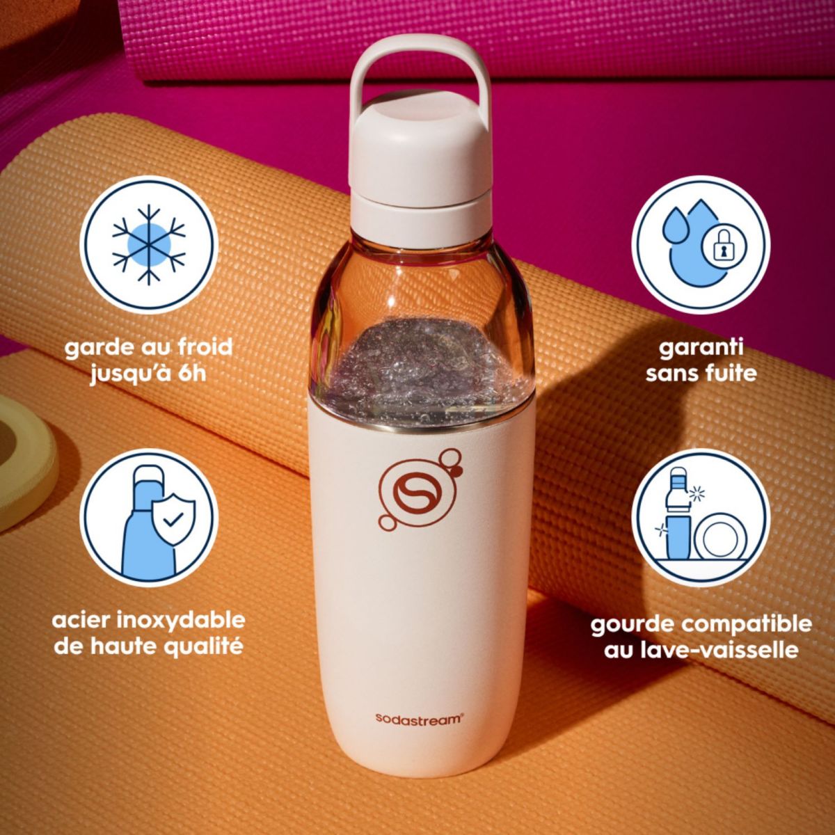 Bouteille isotherme Fizz & Go EASY MIX sable 0.7L couleur unique, SODASTREAM