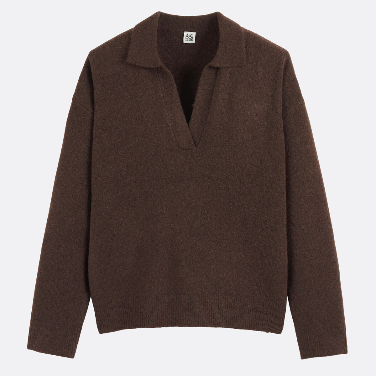 Pull col polo ample marron, LA REDOUTE COLLECTIONS