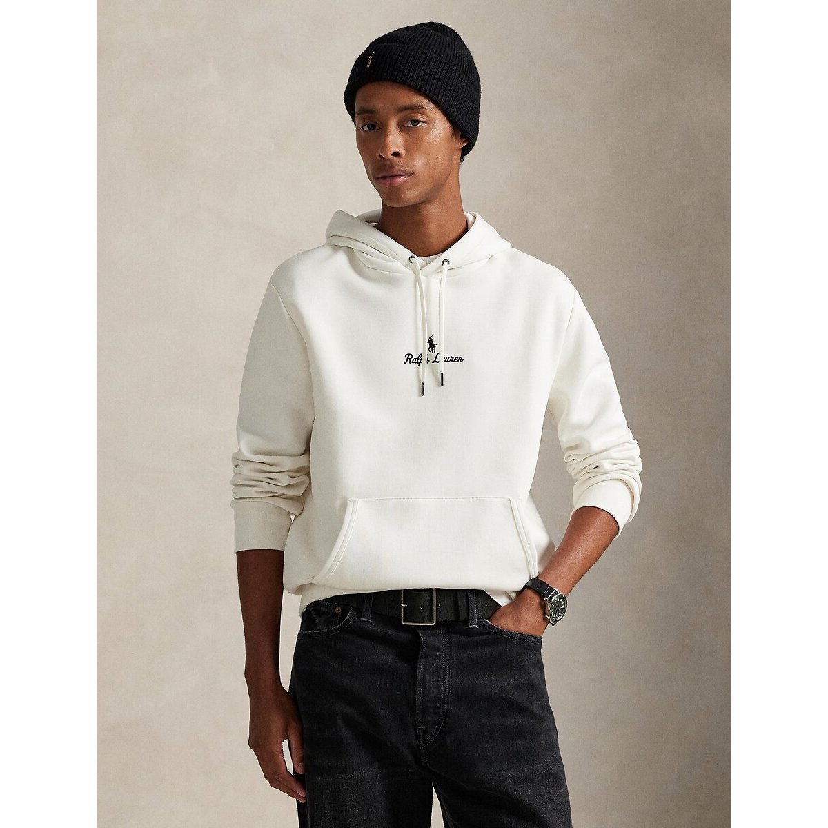 Sweat à capuche en double knit tech blanc, POLO RALPH LAUREN
