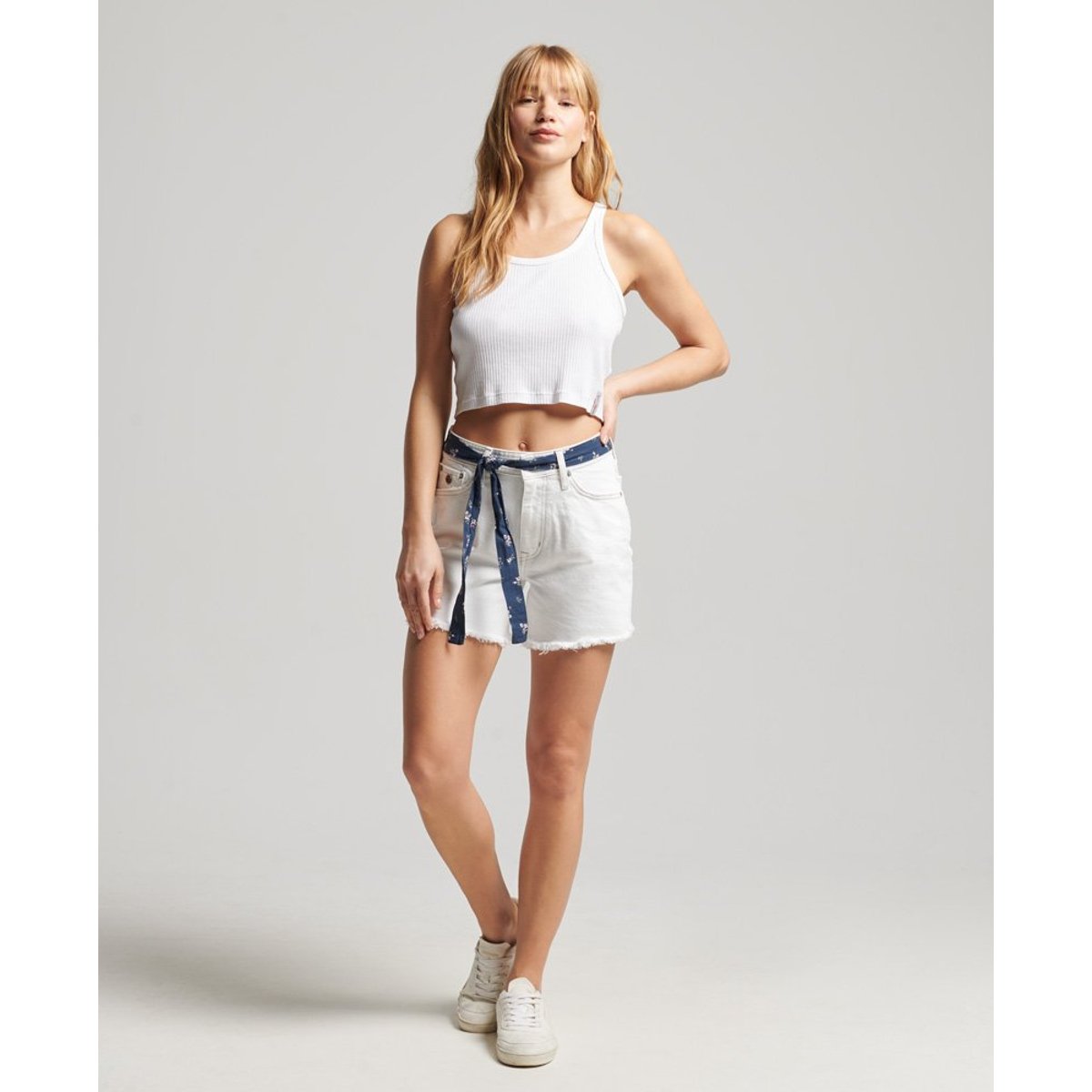 Short slim à taille mi-haute optic, SUPERDRY