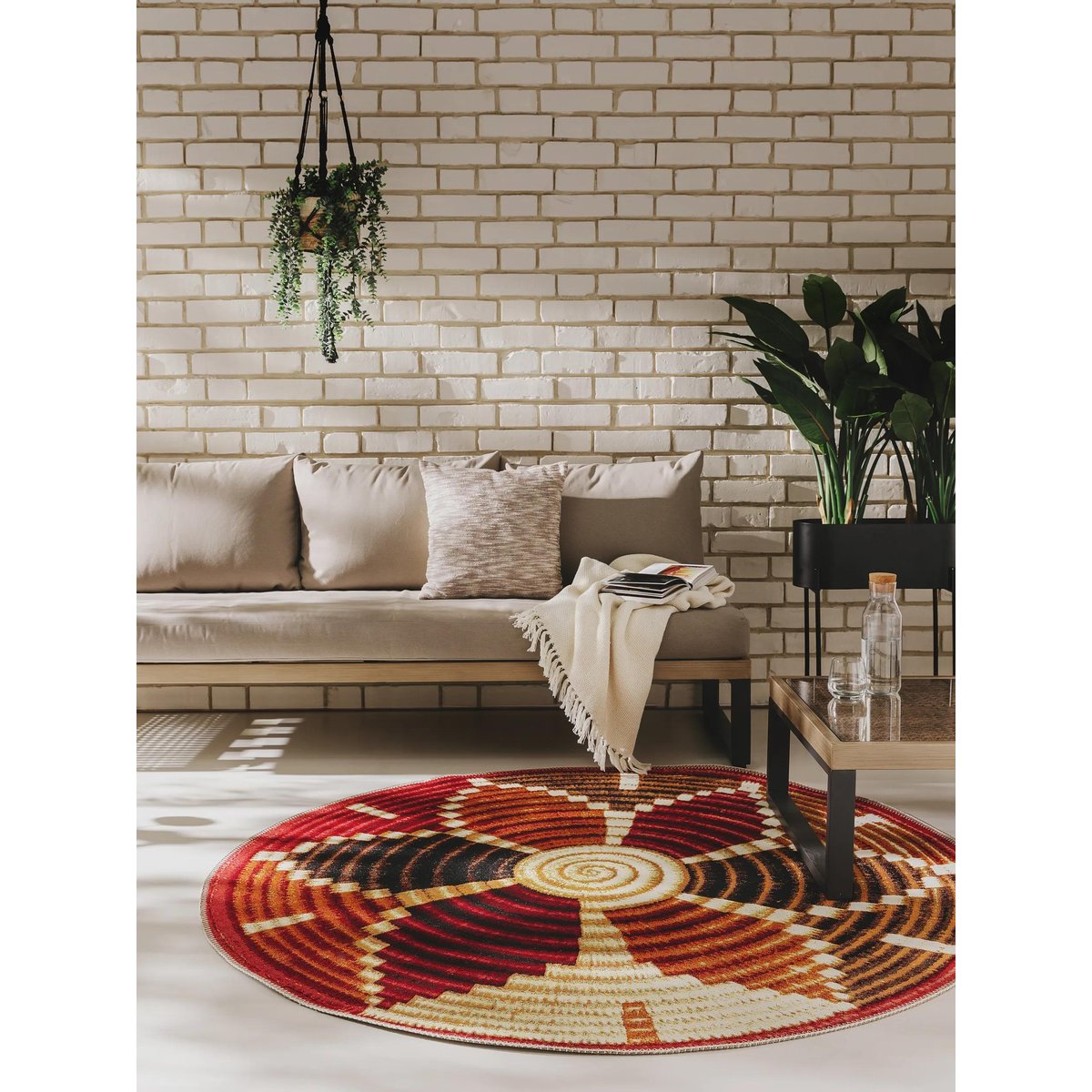 Tapis d'extérieur & intérieur rond KENYA multicouleur, BENUTA