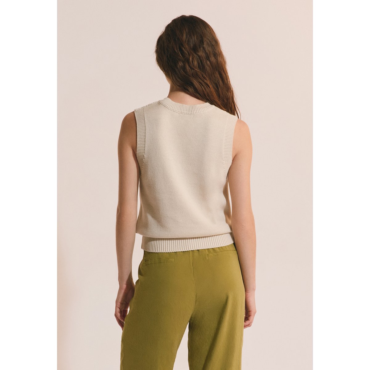 Pull sans manches avec coton A PAN ecru, ETAM