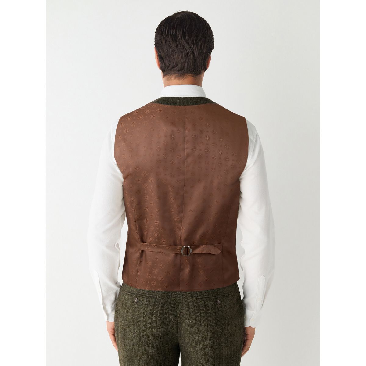 Gilet de costume en laine mélangée à chevrons vert, NEXT