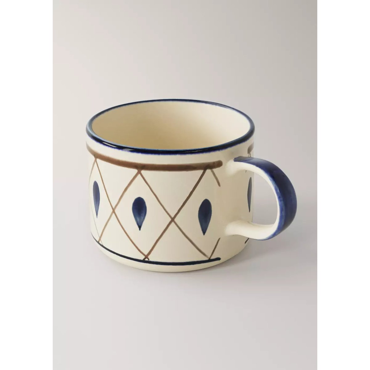 Tasse en grès dessin peint à la main bleu électrique, MANGO HOME