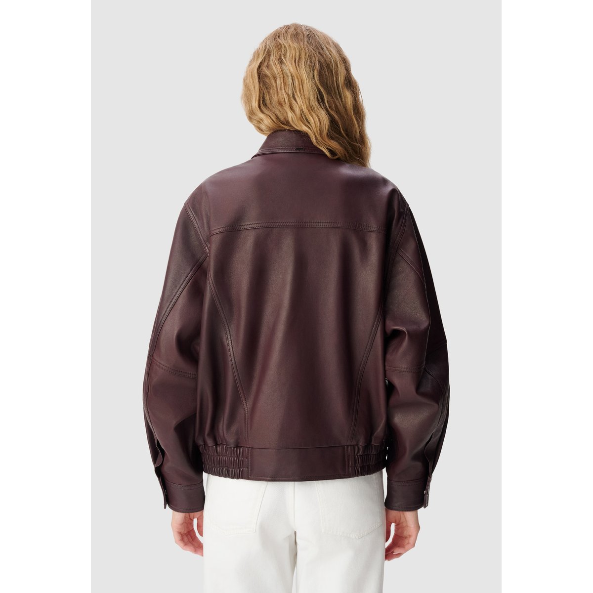 Bomber oversize cuir violet prune, IKKS