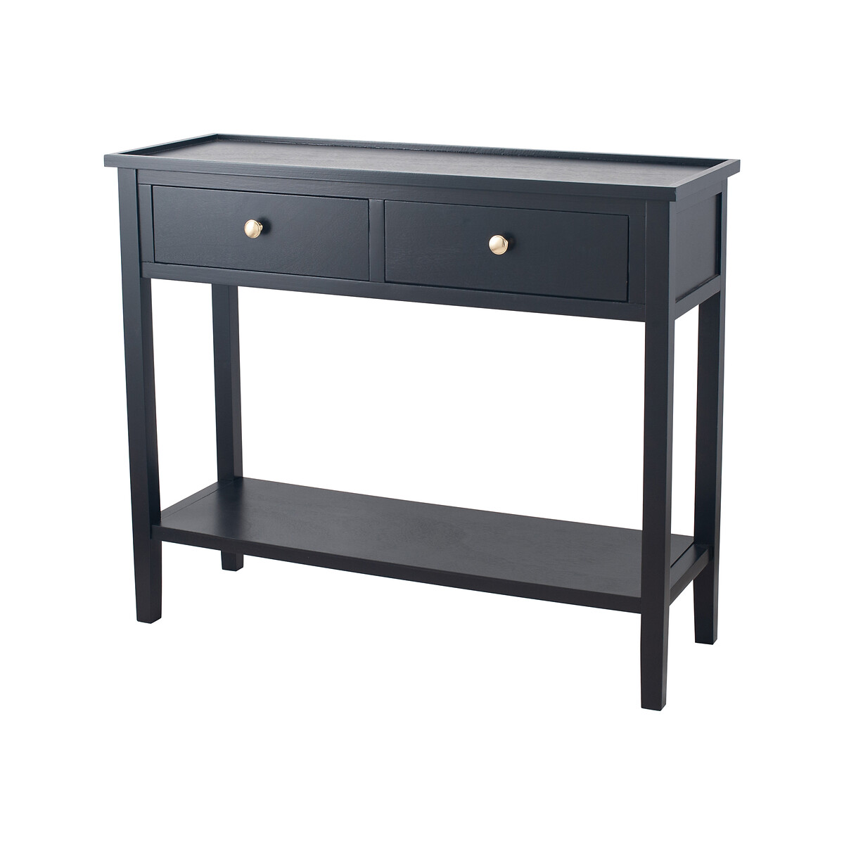 Luxe Pine Wood 2 Drawer Console Table black, SO'HOME