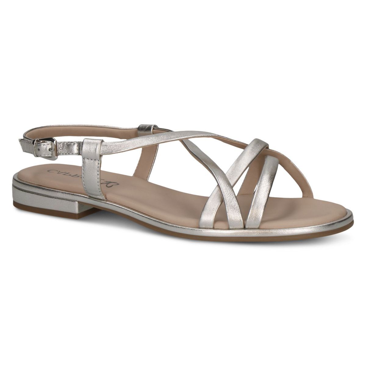 Sandale en cuir argent combiné, CAPRICE