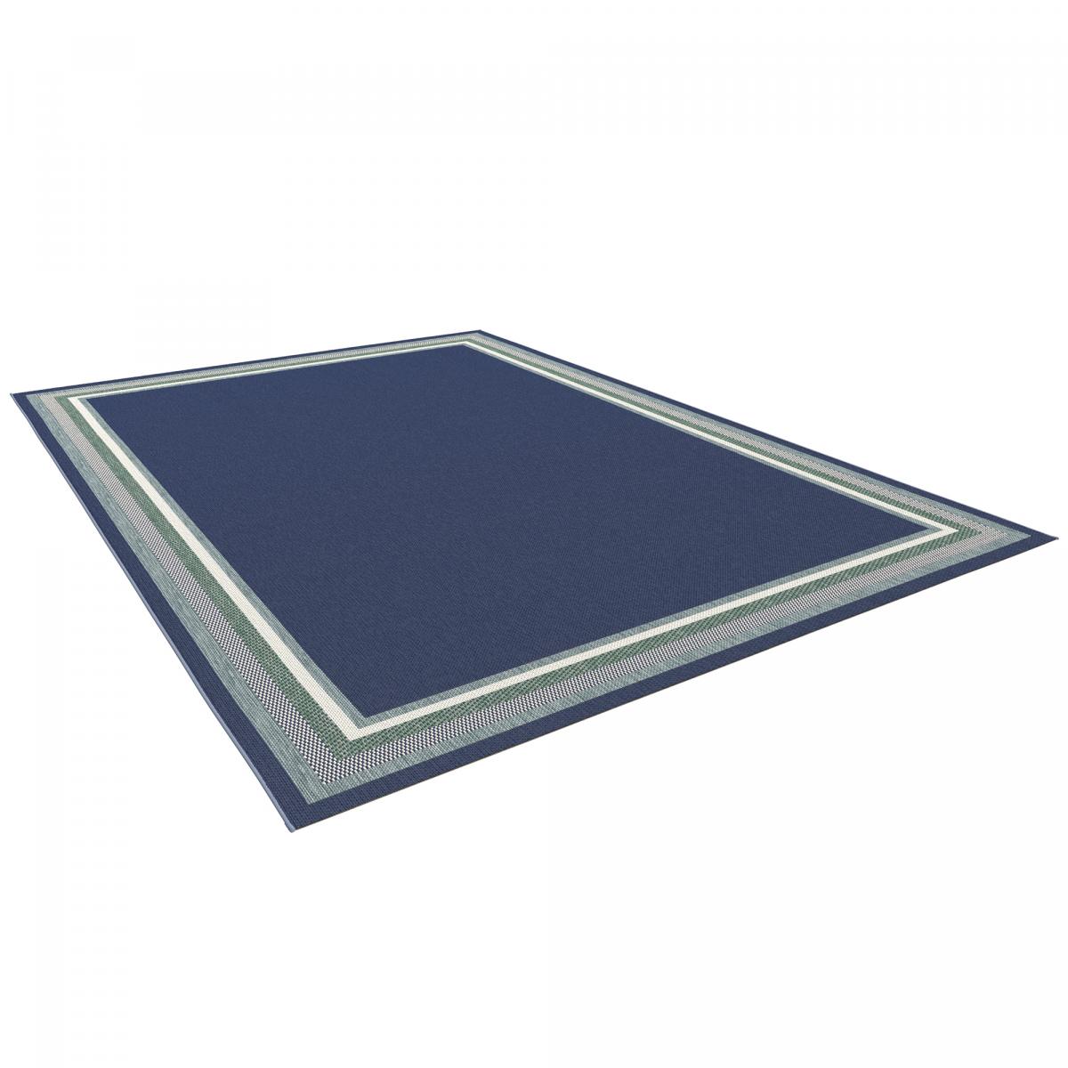 Tapis extérieur tissé kilim rectangle CASADA 13 bleu, UN AMOUR DE TAPIS