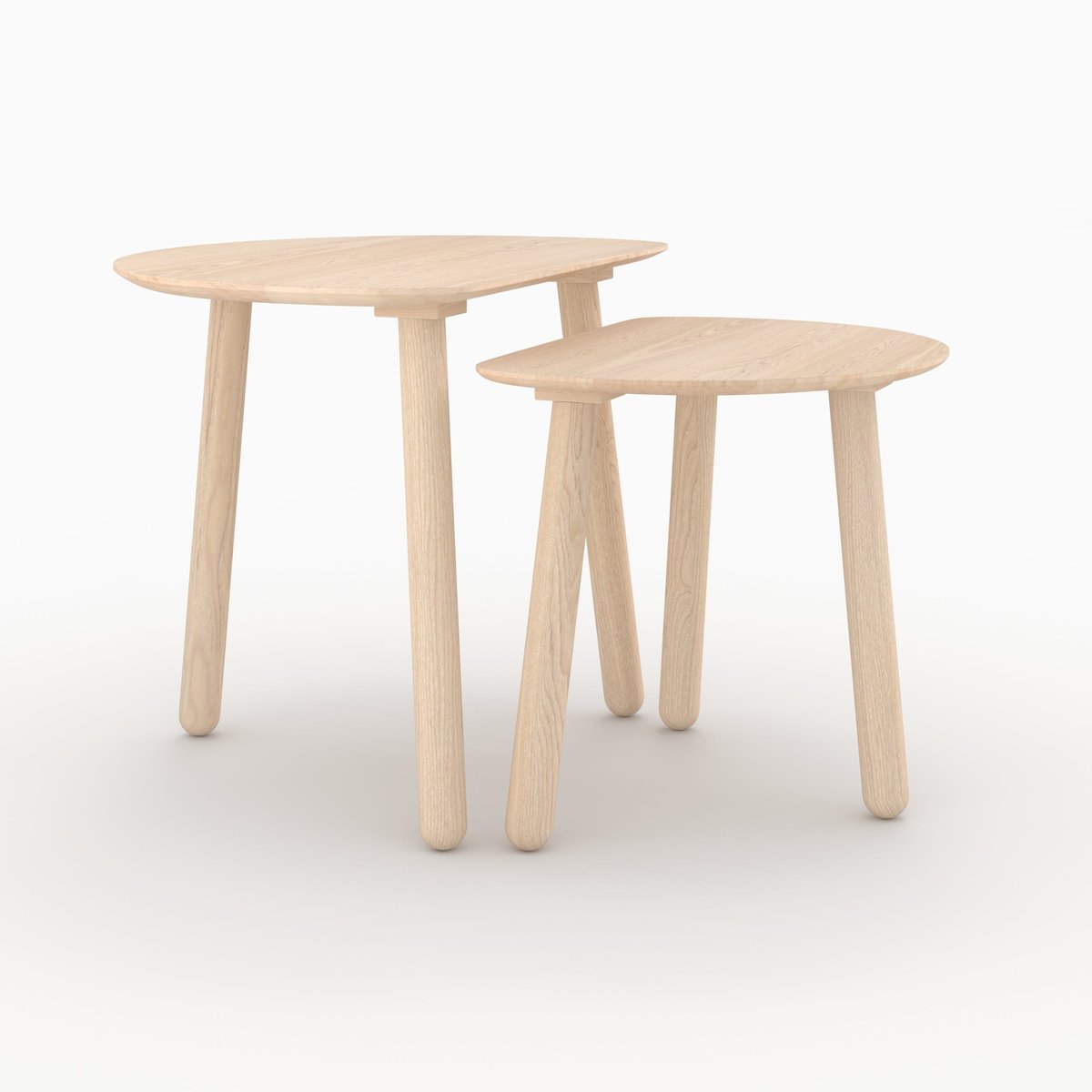 Tables gigognes en bois de frêne - MONTAINE marron clair, MAISON PAVANE