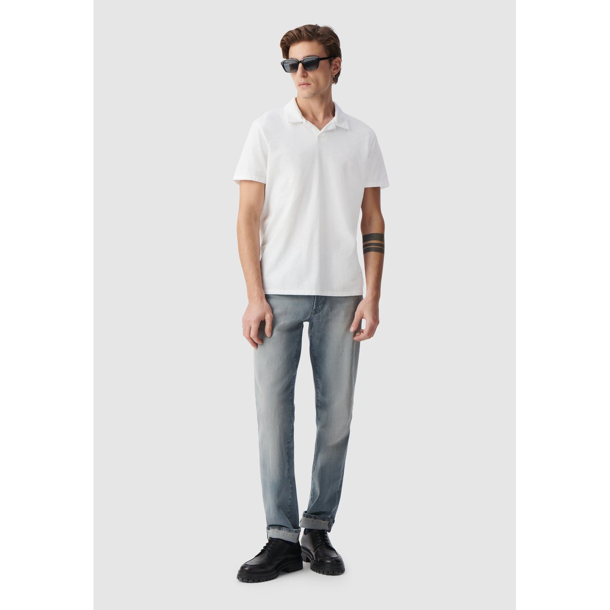 Polo en coton flammé L'Essentiel blanc, IKKS