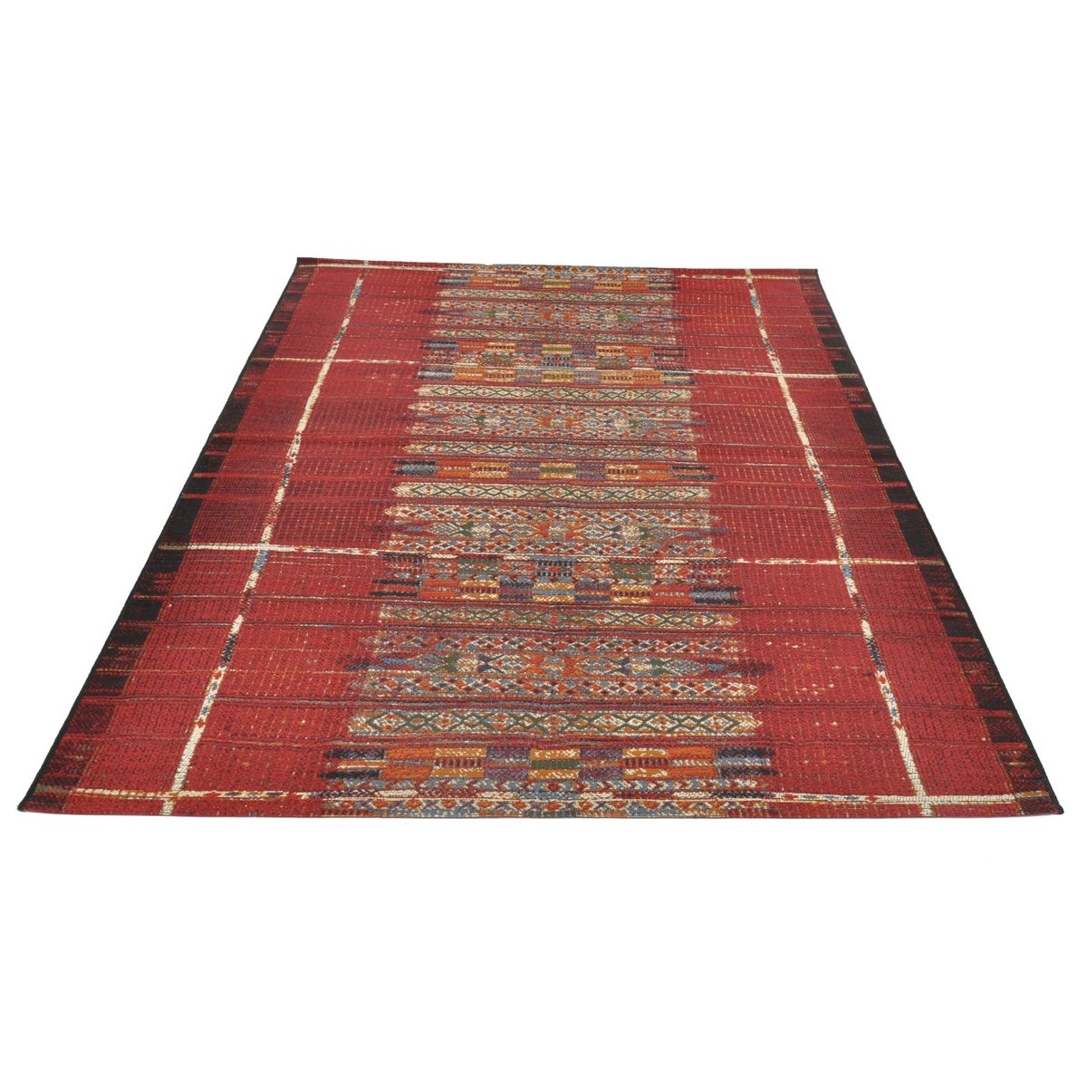 Tapis d'extérieur tissé plat à motifs géométriques - AURORA or, GINO FALCONE