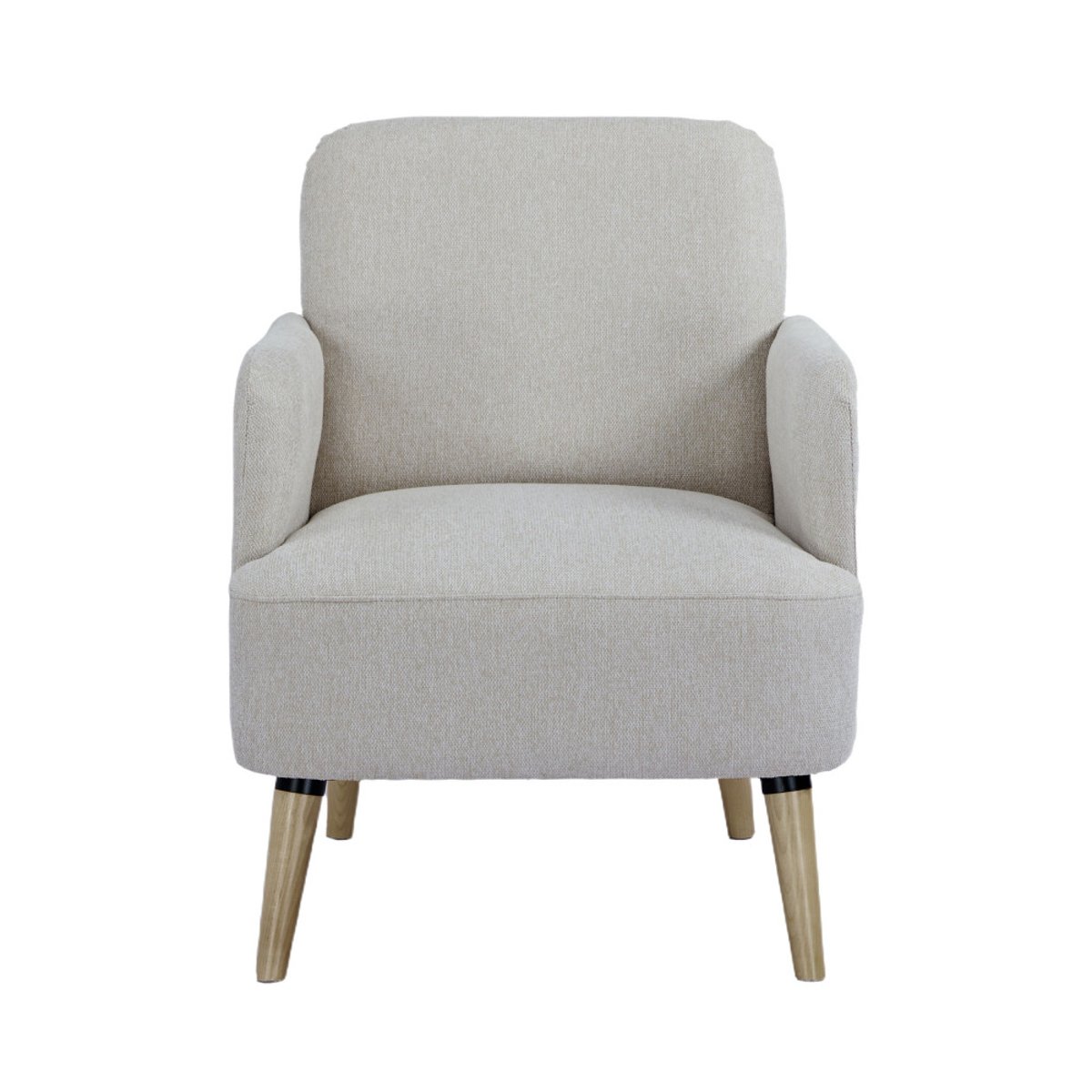 Fauteuil rétro en tissu pieds bois clair- BROOKS beige, DRAWER