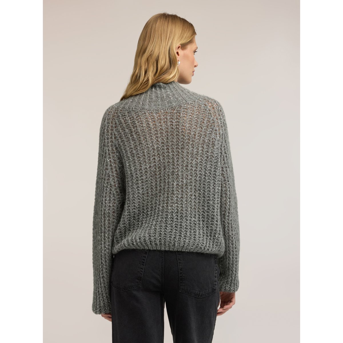 Pull à col roulé avec paillettes gris, MOTIVI