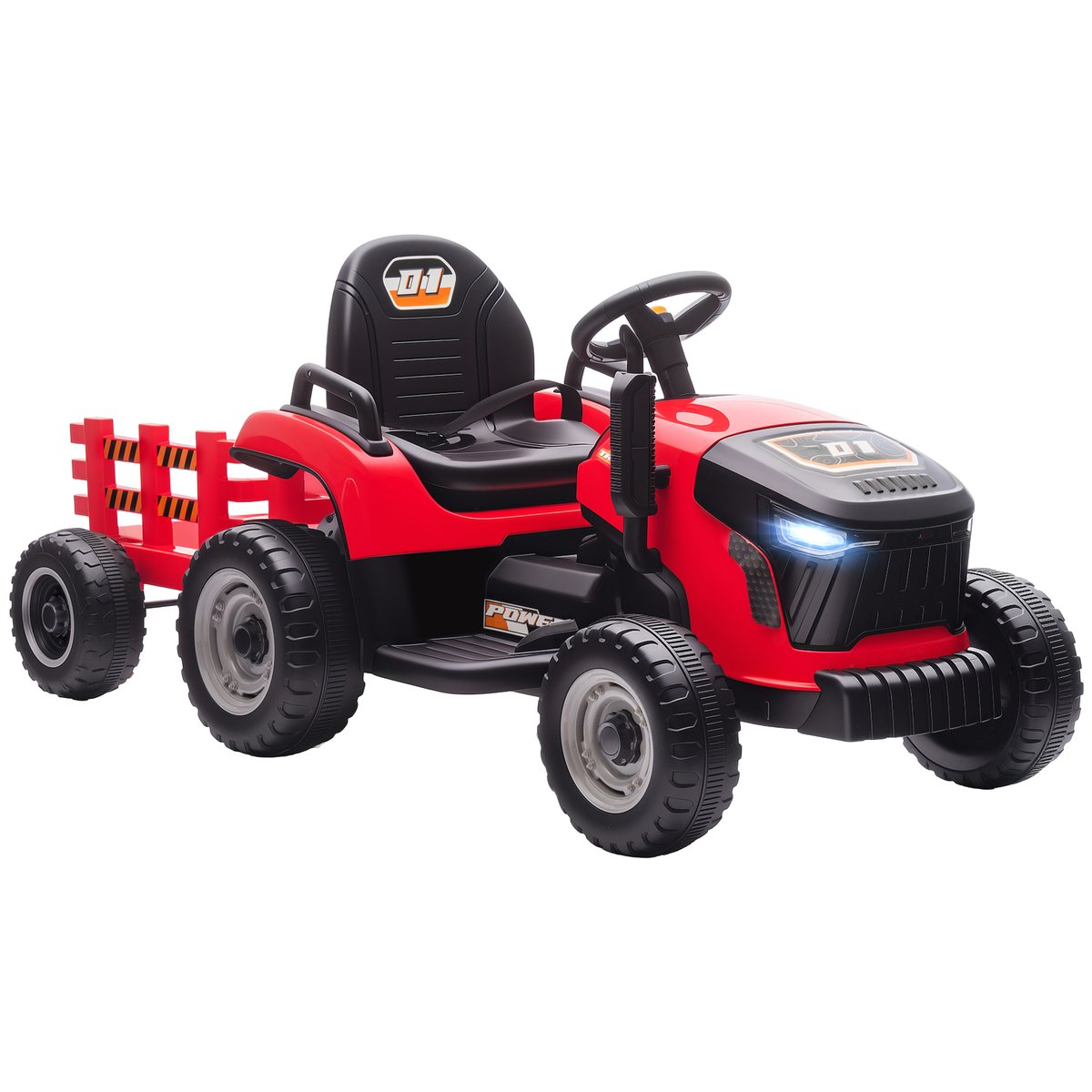 Voiture de chantier électrique à conducteur rouge, AIYAPLAY