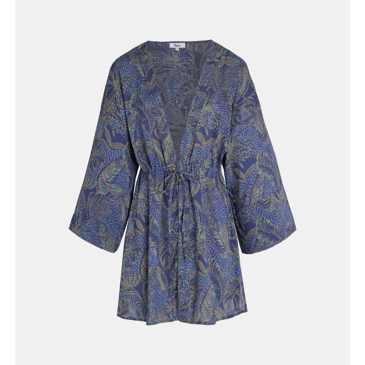 Kimono court prisca motif floral bleu marine, GALERIES LAFAYETTE