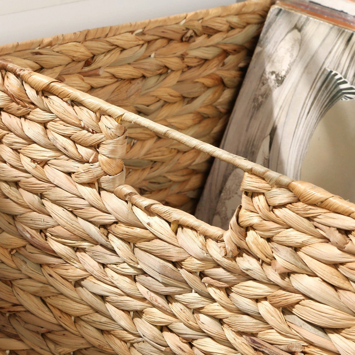 Coffre à jouet à roulettes en jacinthe d'eau - L50 cm beige, CALICOSY