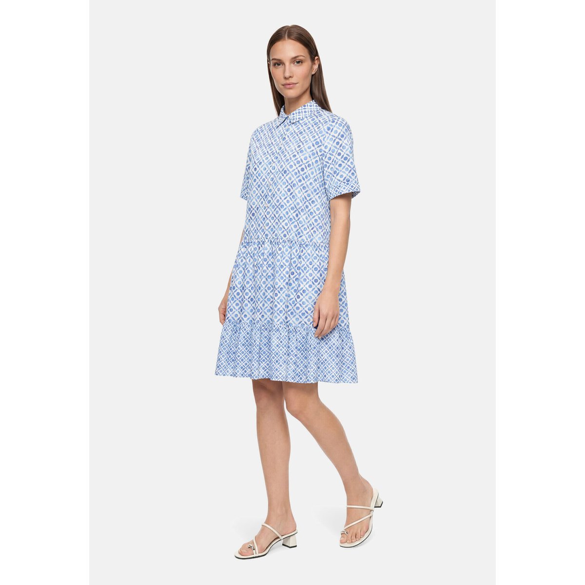 Robe-chemisier à motifs blanc/bleu, CARTOON