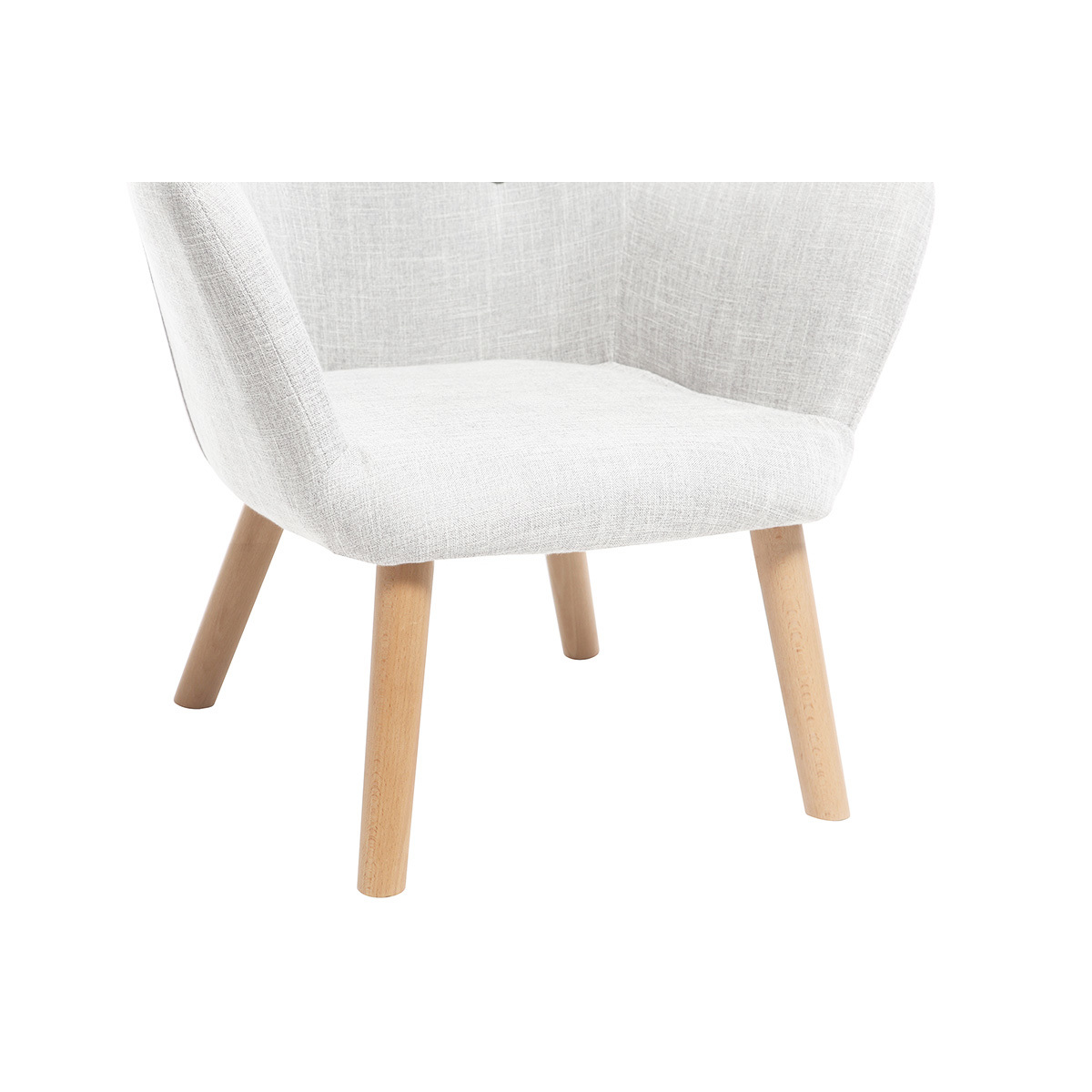 Fauteuil enfant scandinave en tissu et bois BABY BRISTOL gris clair, MILIBOO