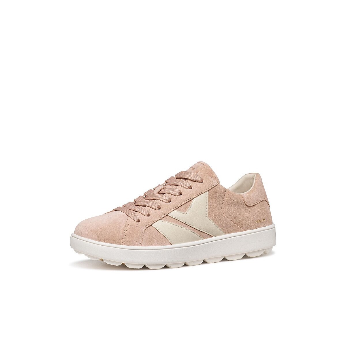 Ademende leren sneakers, SPHERICA ECUB-1 beige/roze, GEOX