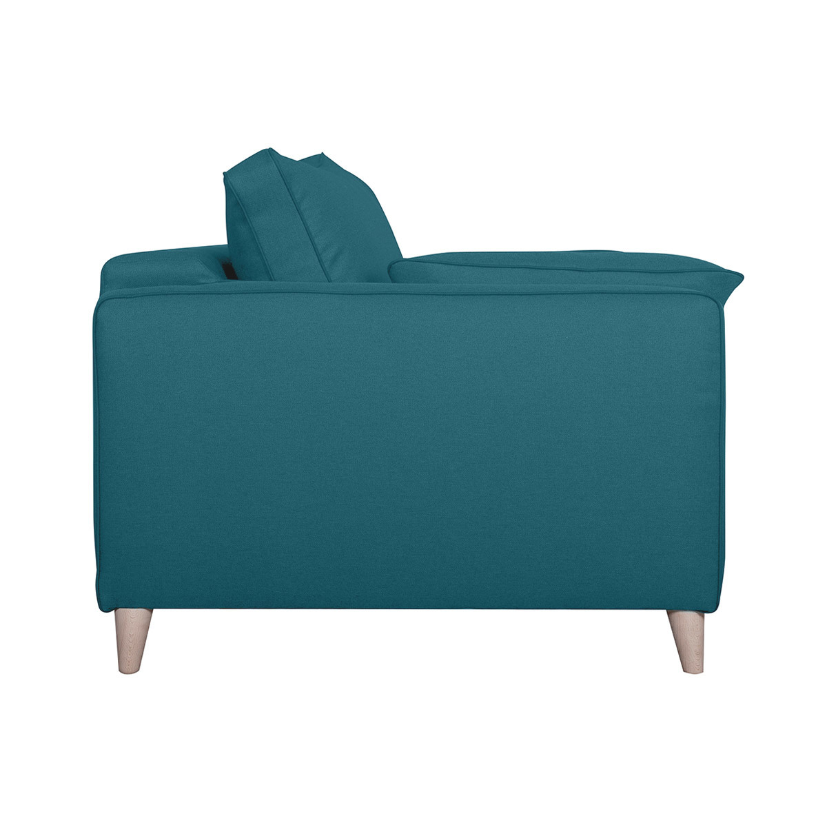 Canapé convertible scandinave 3 places avec matelas 10 cm PAPEL bleu canard, MILIBOO
