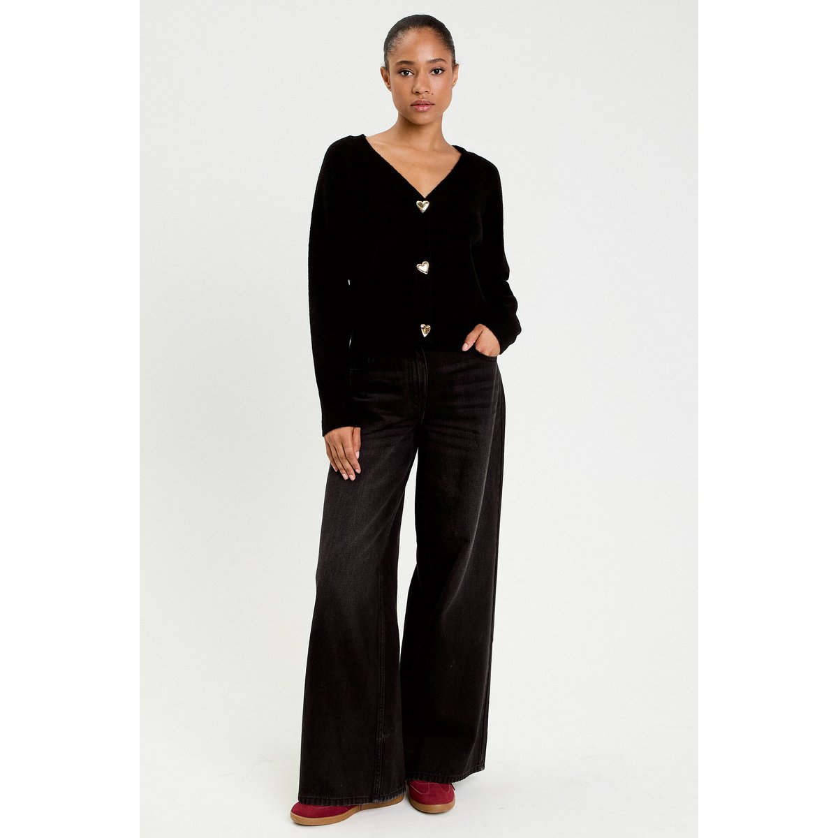 Gilet boutons coeur noir, CACHE CACHE