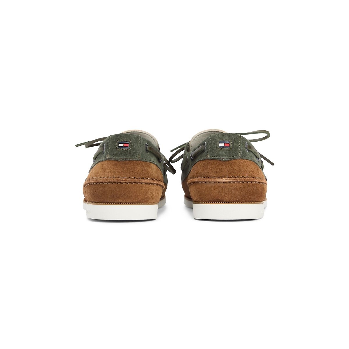 Chaussures bateau en cuir suédé marron/vert, TOMMY HILFIGER