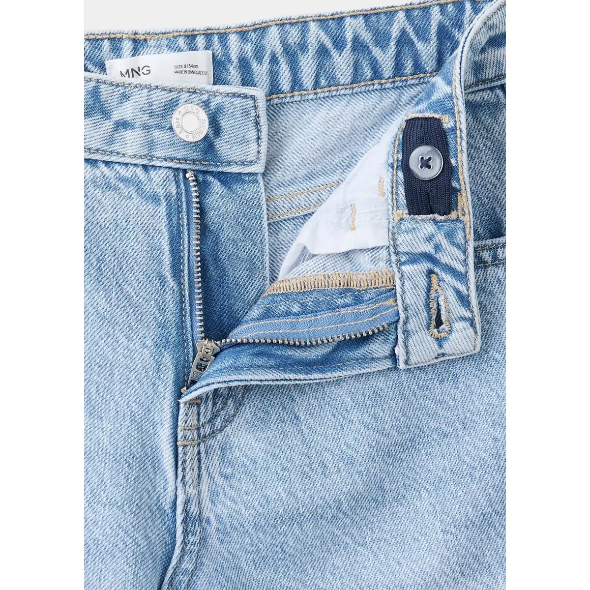 Jean balloon détail coutures bleu clair, MANGO KIDS