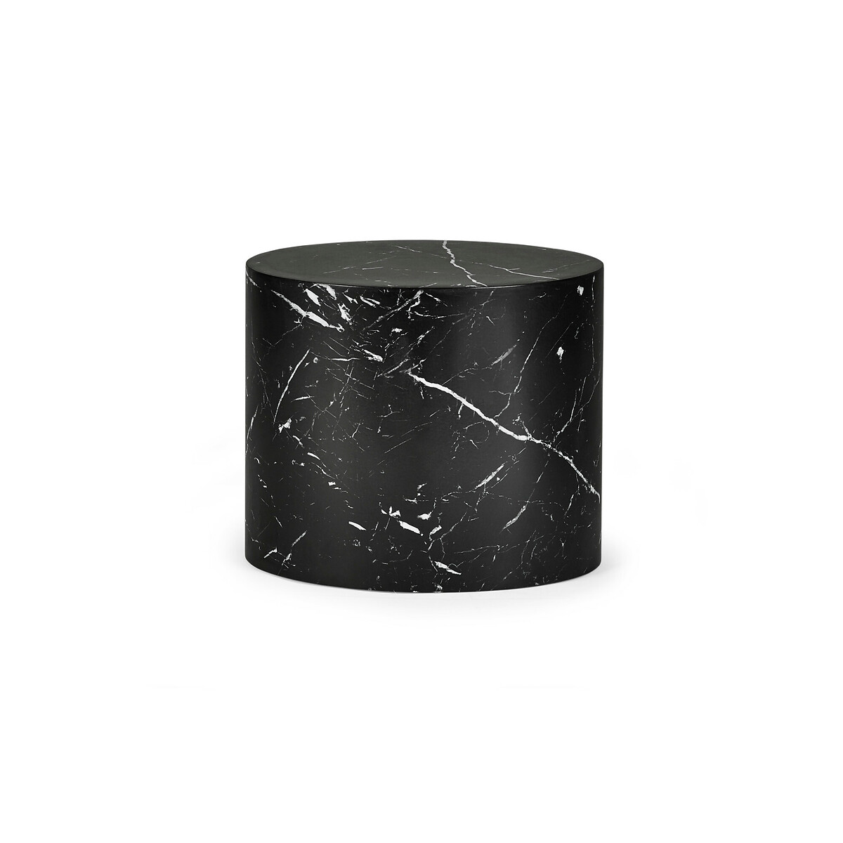 Tova Marble Effect Nesting Drum Side Tables (Set of 2) black marble, SO'HOME
