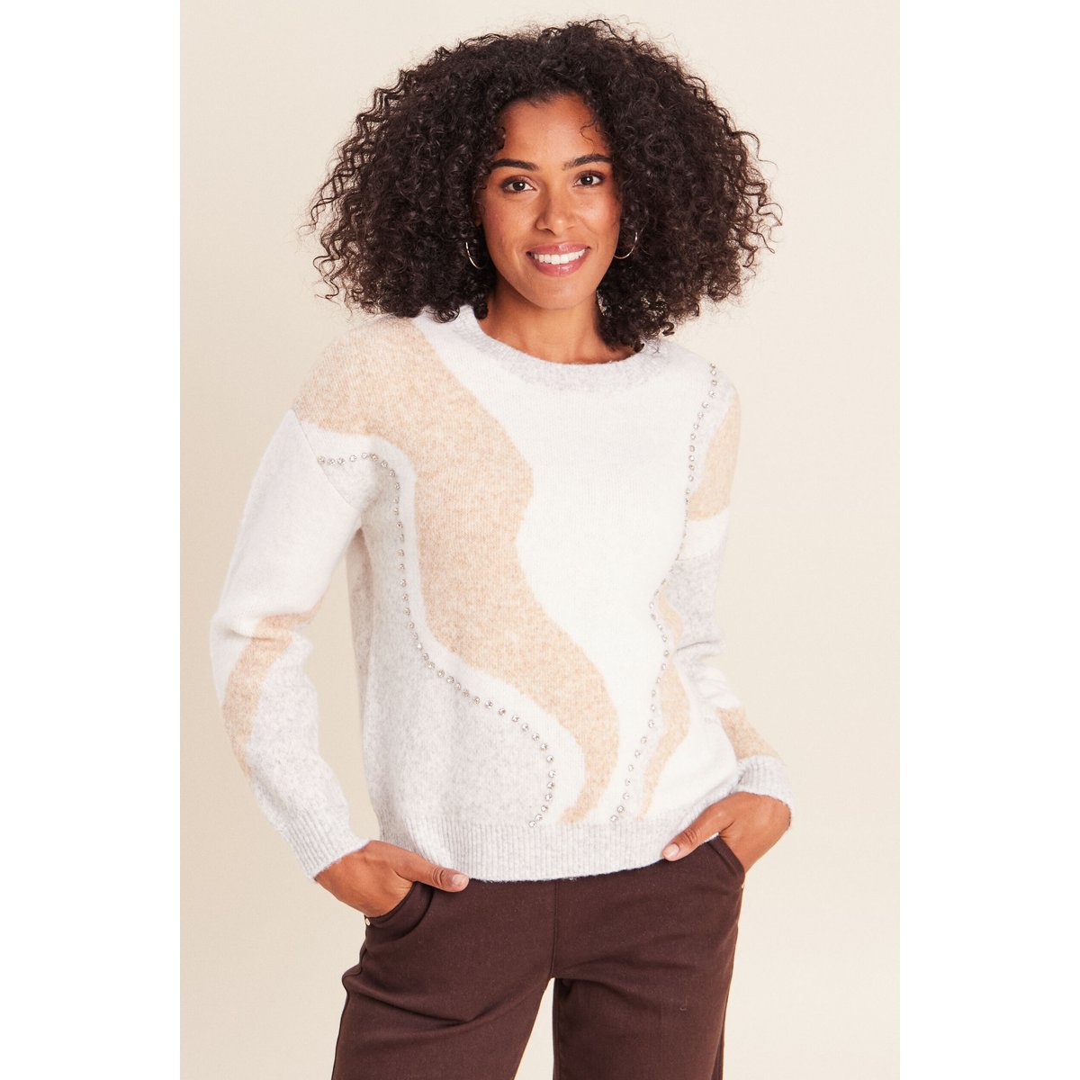 Pull col rond beige, BREAL