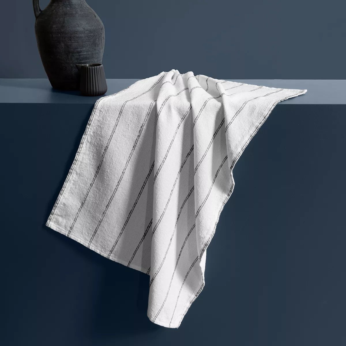 Torchon pur coton lavé RIMINI nero, GARNIER THIEBAUT