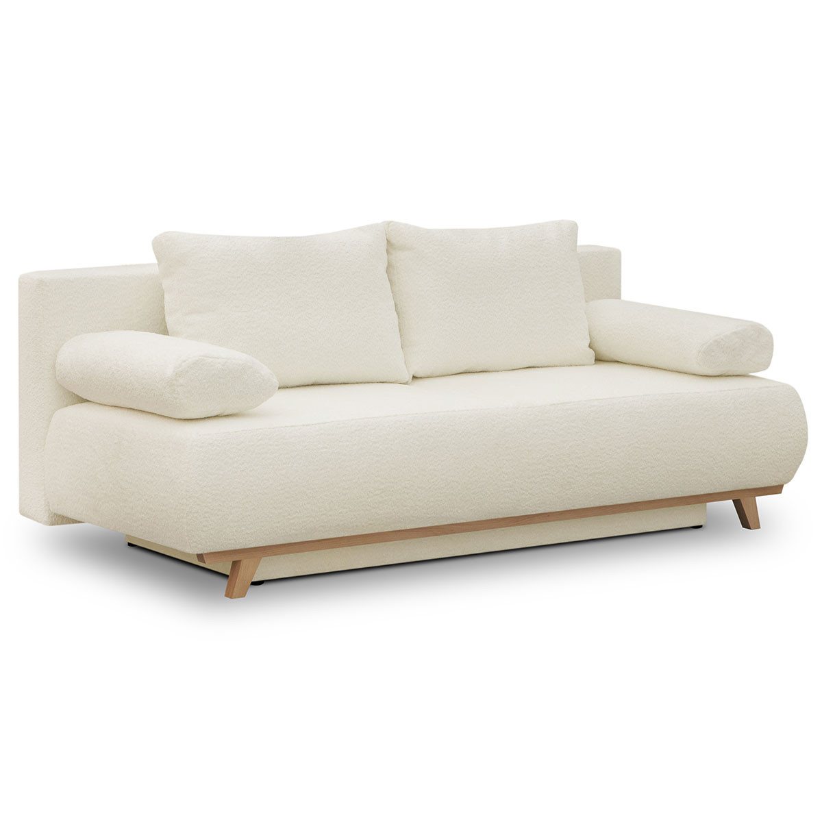 Canapé convertible 3 places en tissu bouclé - LARIA beige, HOMIFAB