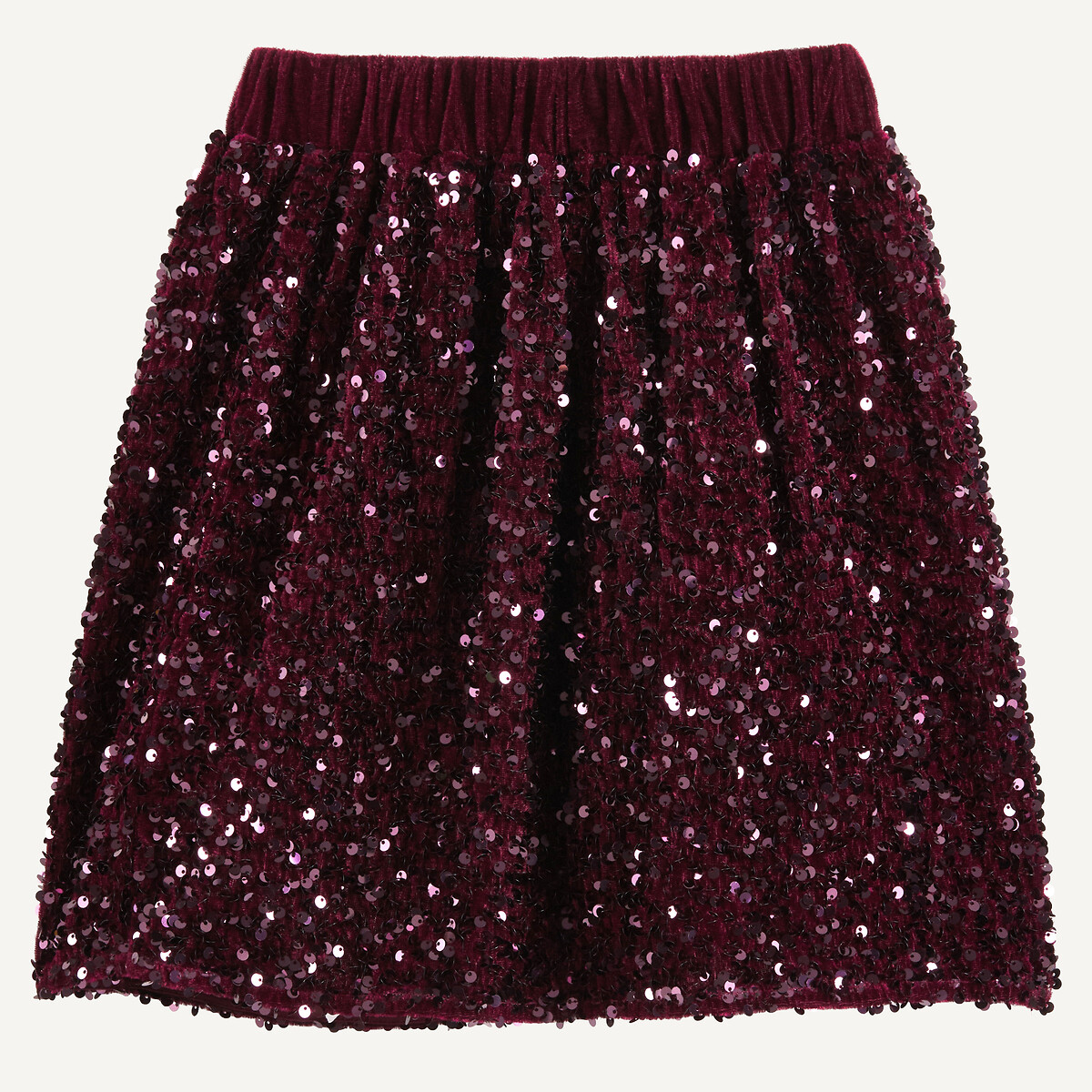 Jupe courte à sequins bordeaux, LA REDOUTE COLLECTIONS