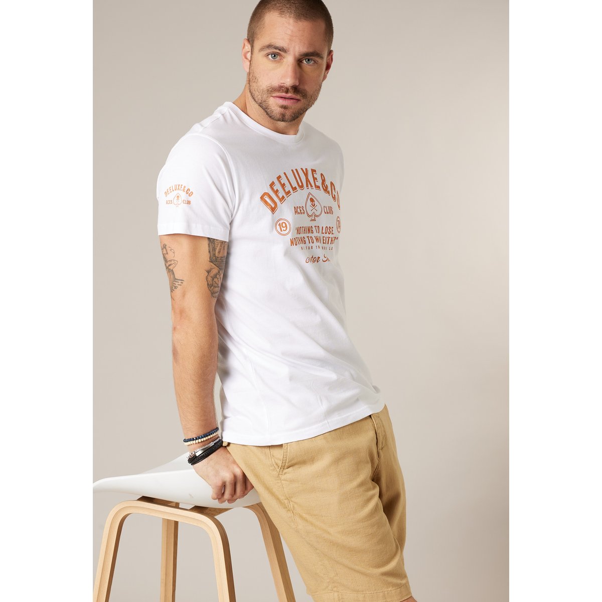 T-shirt homme en coton MOTOCLUB white, DEELUXE