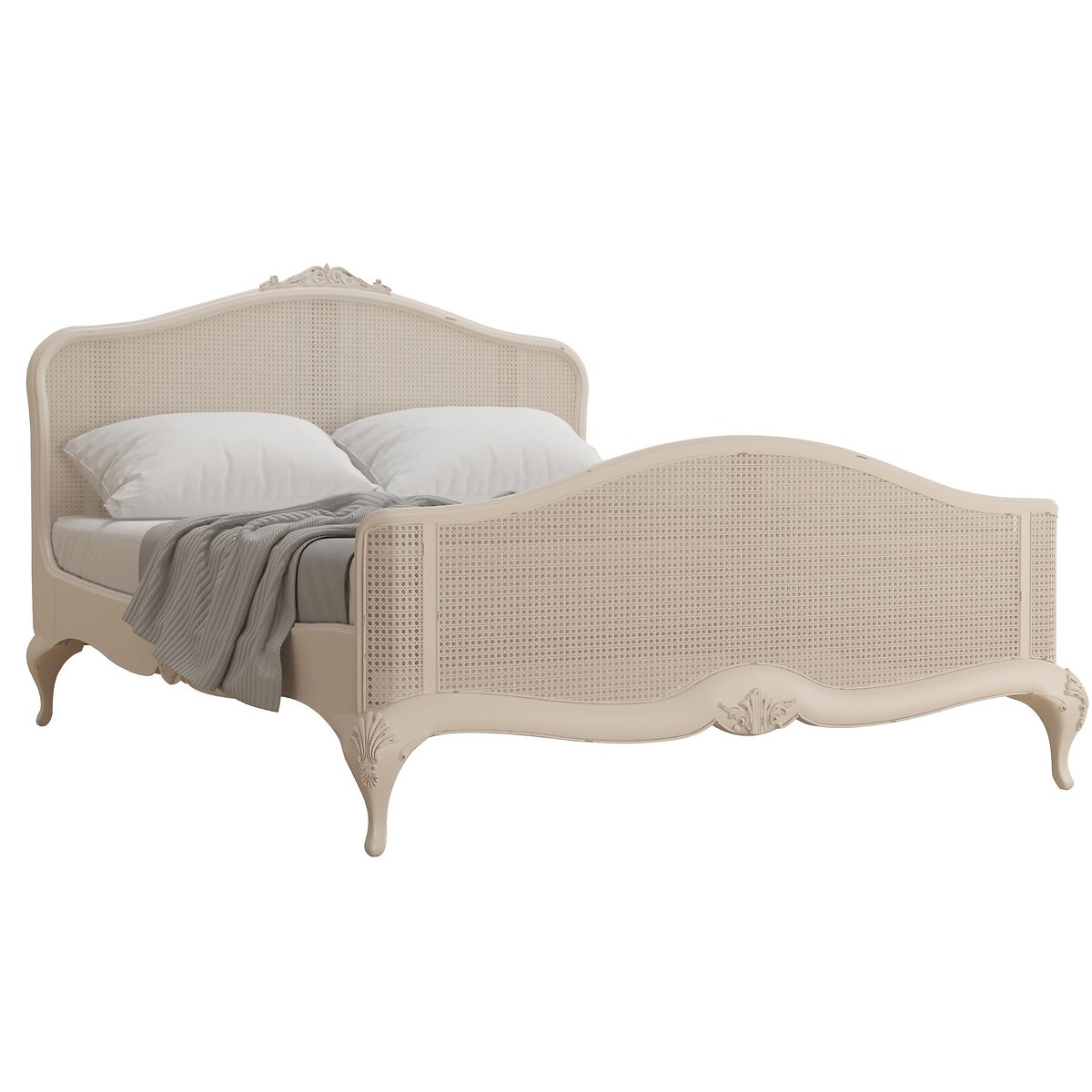 Ivory French-Vintage Rattan Bed with Footboard ivory, WILLIS & GAMBIER