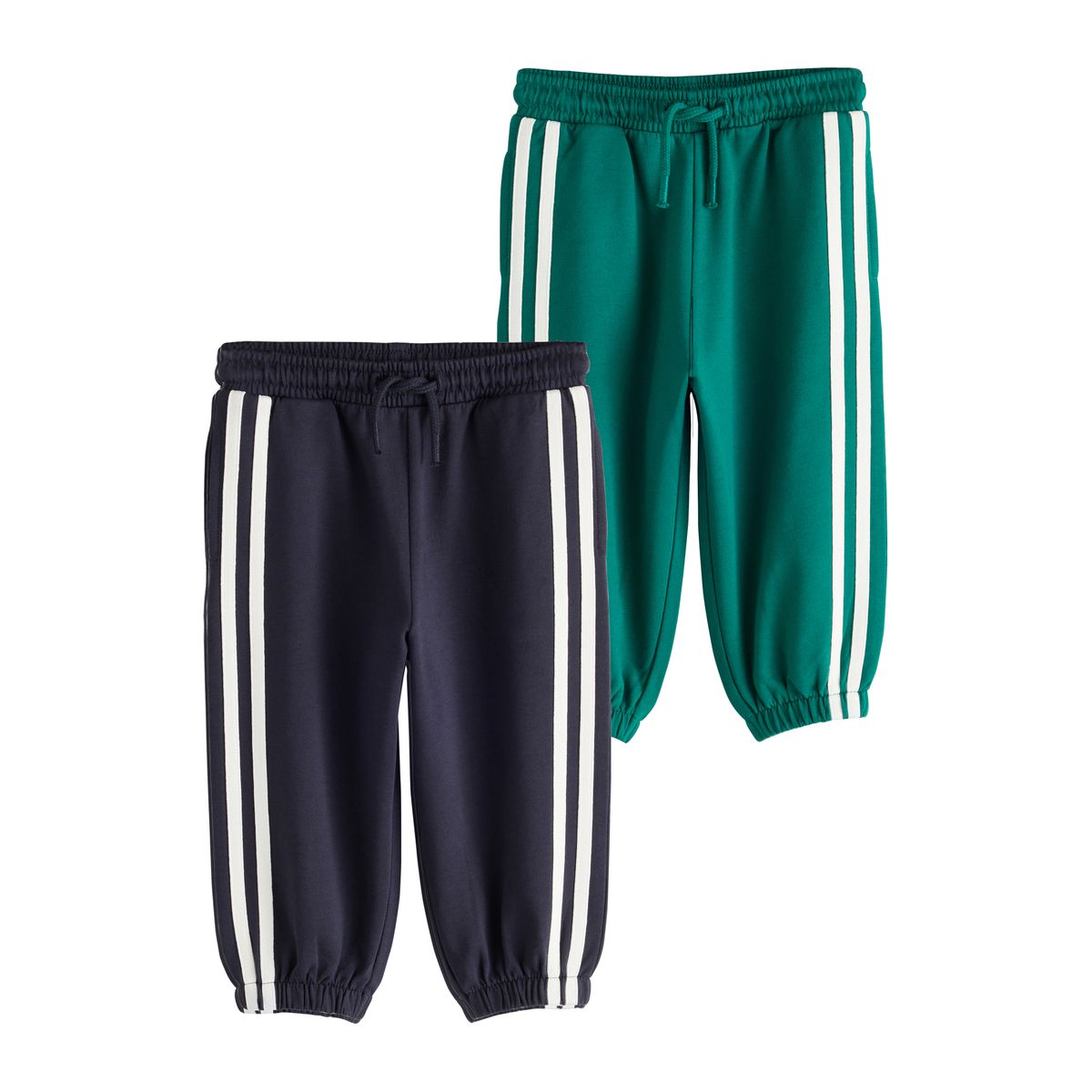 Pantalon de jogging bande latérale, lot 2 bleu marine/vert, NEXT