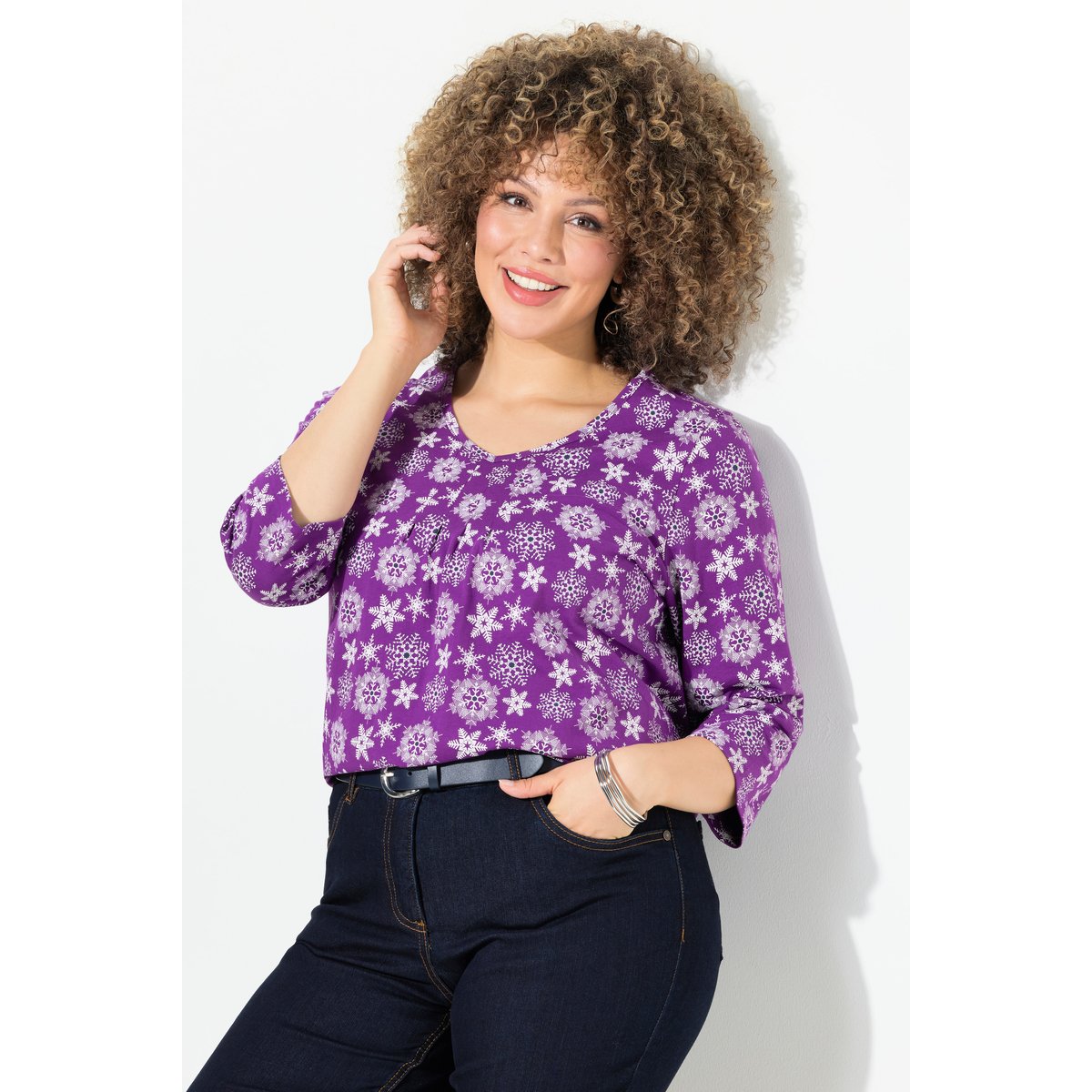 T-shirt à ligne en A violet foncé, ULLA POPKEN