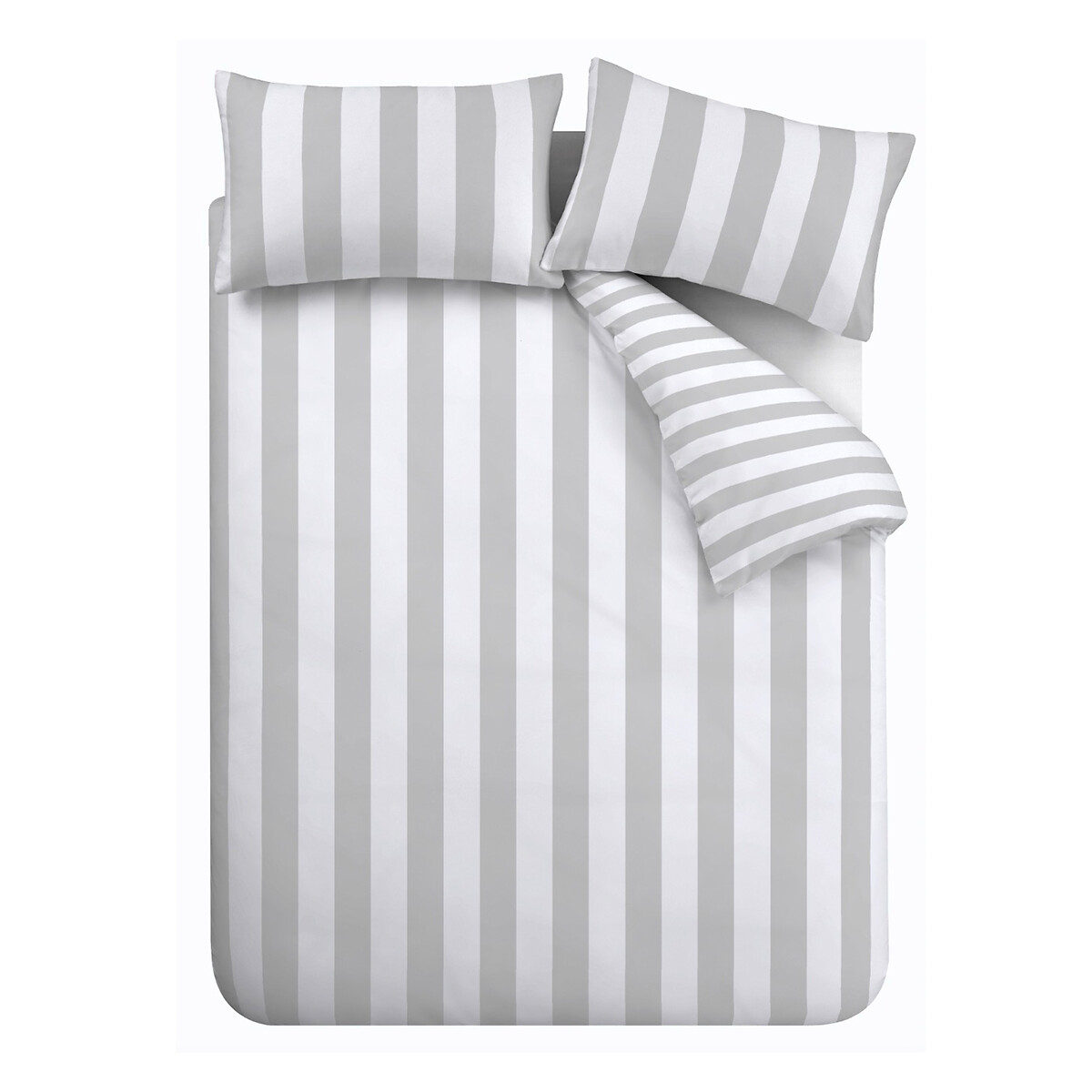 Cove Stripe Duvet Cover and Pillowcase Set - Silver silver-coloured, CATHERINE LANSFIELD