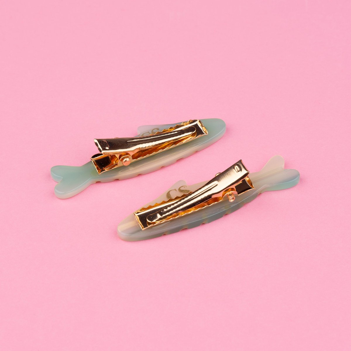 Set Barrettes Sardines doré aux reflets bleus et verts, COUCOU SUZETTE