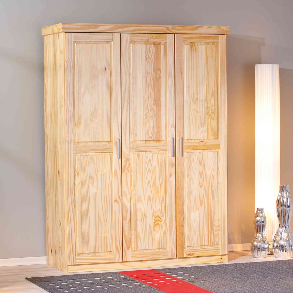 Armoire en bois massif 3 portes bois clair, TERRE DE NUIT