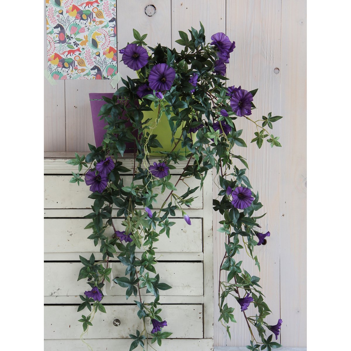 Plante artificielle suspendue PETUNIA HANGING violet foncé, MICA DECORATIONS