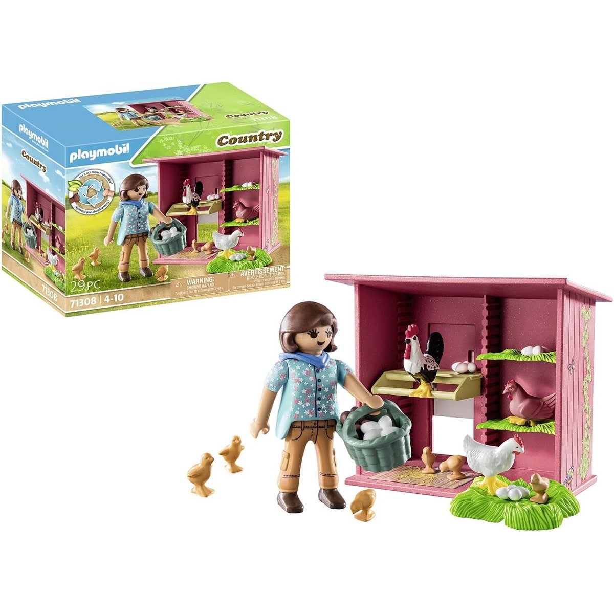 Agricultrice et poulailler multicolore, PLAYMOBIL