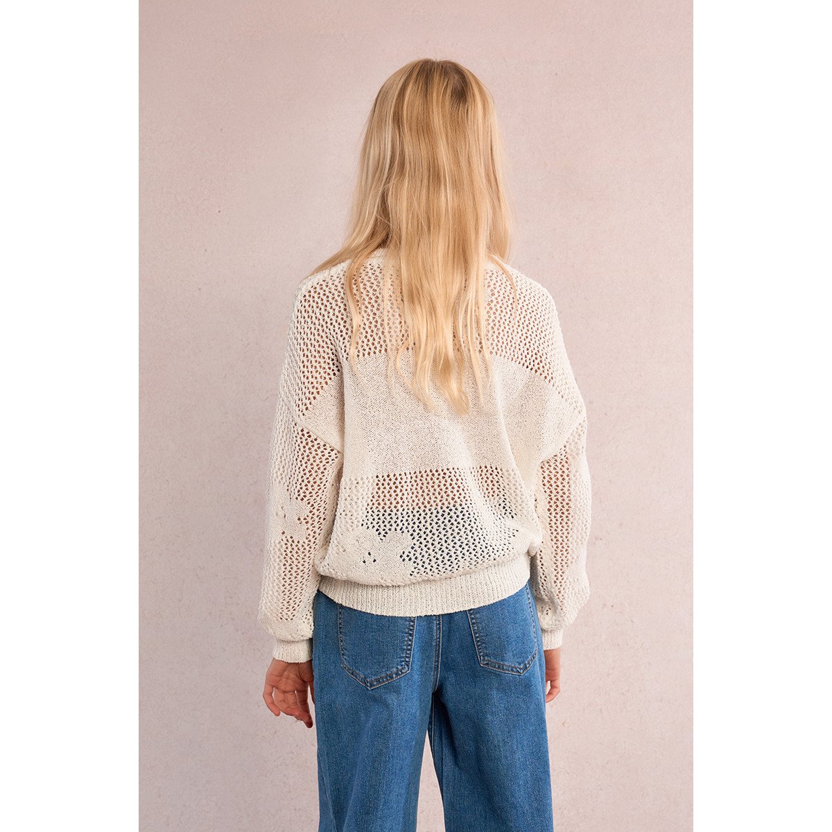 Pull en maille, motif fleur blanc, MOLLY BRACKEN GIRL