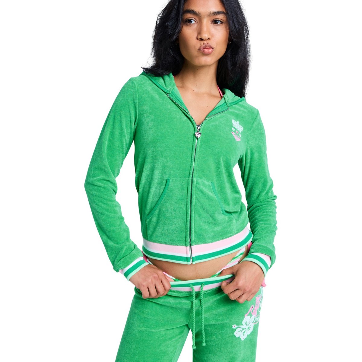 Sweat à capuche zippé. vert island green, ROXY
